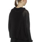 Sarah Pacini Damen Cropped Pullover mit drapiertem Kragen schwarz