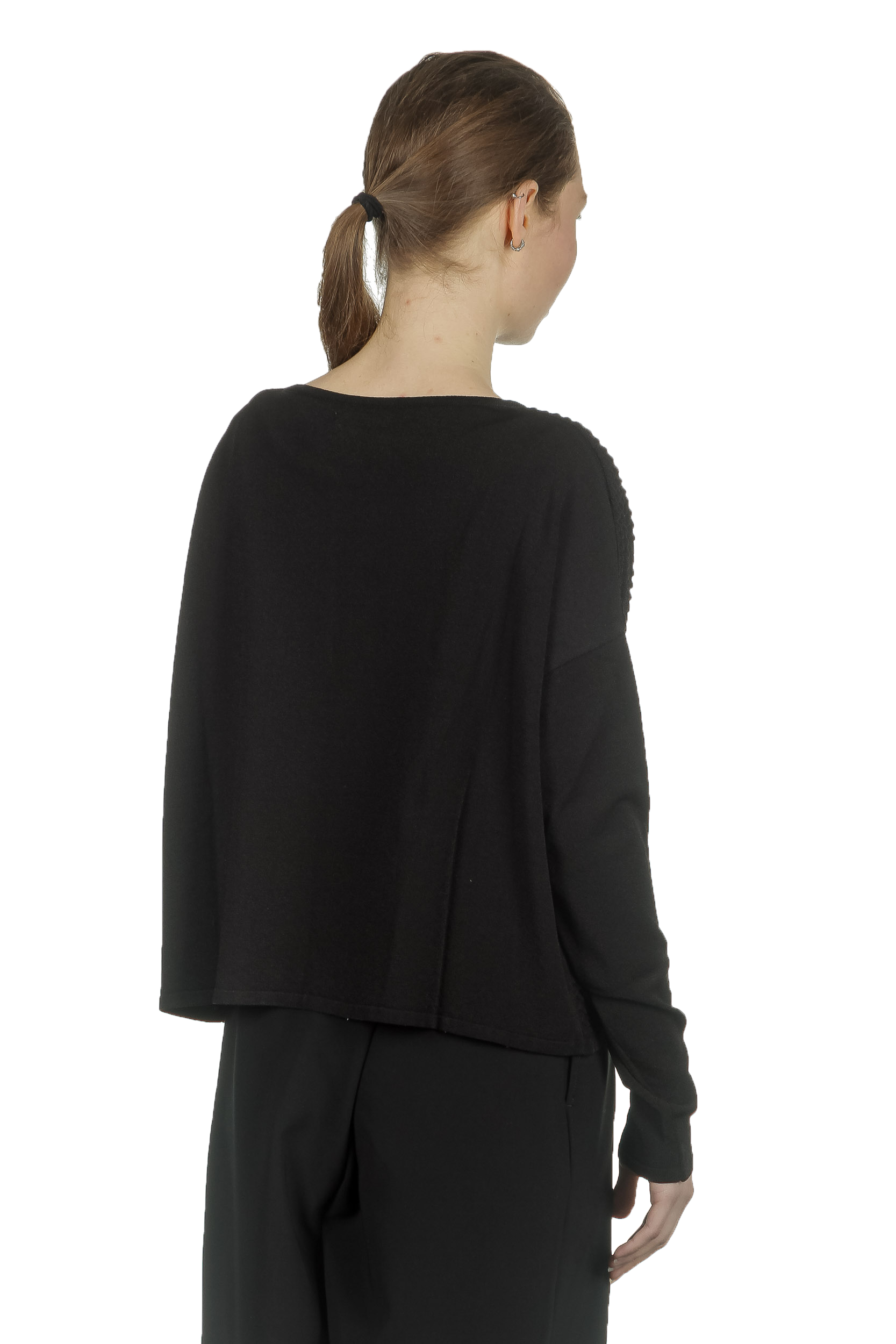 Sarah Pacini Damen Pullover mit strukturiertem Muster schwarz