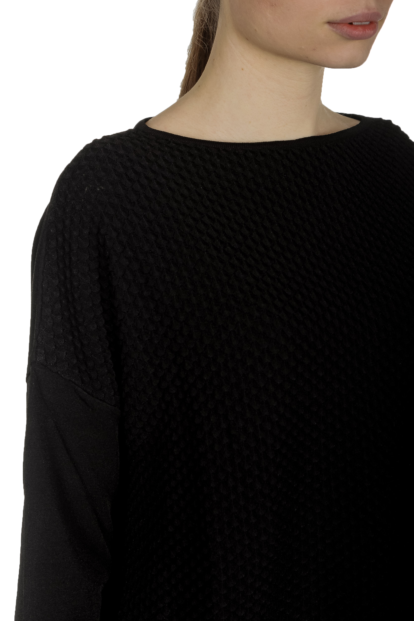 Sarah Pacini Damen Pullover mit strukturiertem Muster schwarz