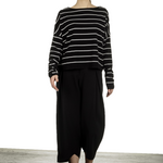 Sarah Pacini Damen Cropped Pullover mit Streifen schwarz weiß