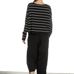 Sarah Pacini Damen Cropped Pullover mit Streifen schwarz weiß