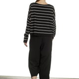 Sarah Pacini Damen Cropped Pullover mit Streifen schwarz weiß