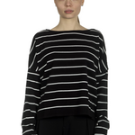 Sarah Pacini Damen Cropped Pullover mit Streifen schwarz weiß
