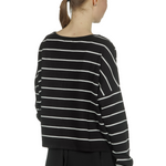 Sarah Pacini Damen Cropped Pullover mit Streifen schwarz weiß