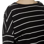 Sarah Pacini Damen Cropped Pullover mit Streifen schwarz weiß