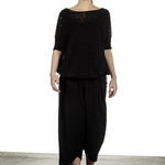 Sarah Pacini Damen Leinenpullover mit Muster schwarz