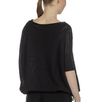 Sarah Pacini Damen Leinenpullover mit Muster schwarz