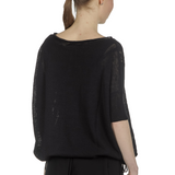Sarah Pacini Damen Leinenpullover mit Muster schwarz