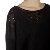 Sarah Pacini Damen Leinenpullover mit Muster schwarz