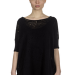 Sarah Pacini Damen Leinenpullover mit Muster schwarz
