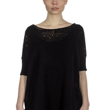 Sarah Pacini Damen Leinenpullover mit Muster schwarz