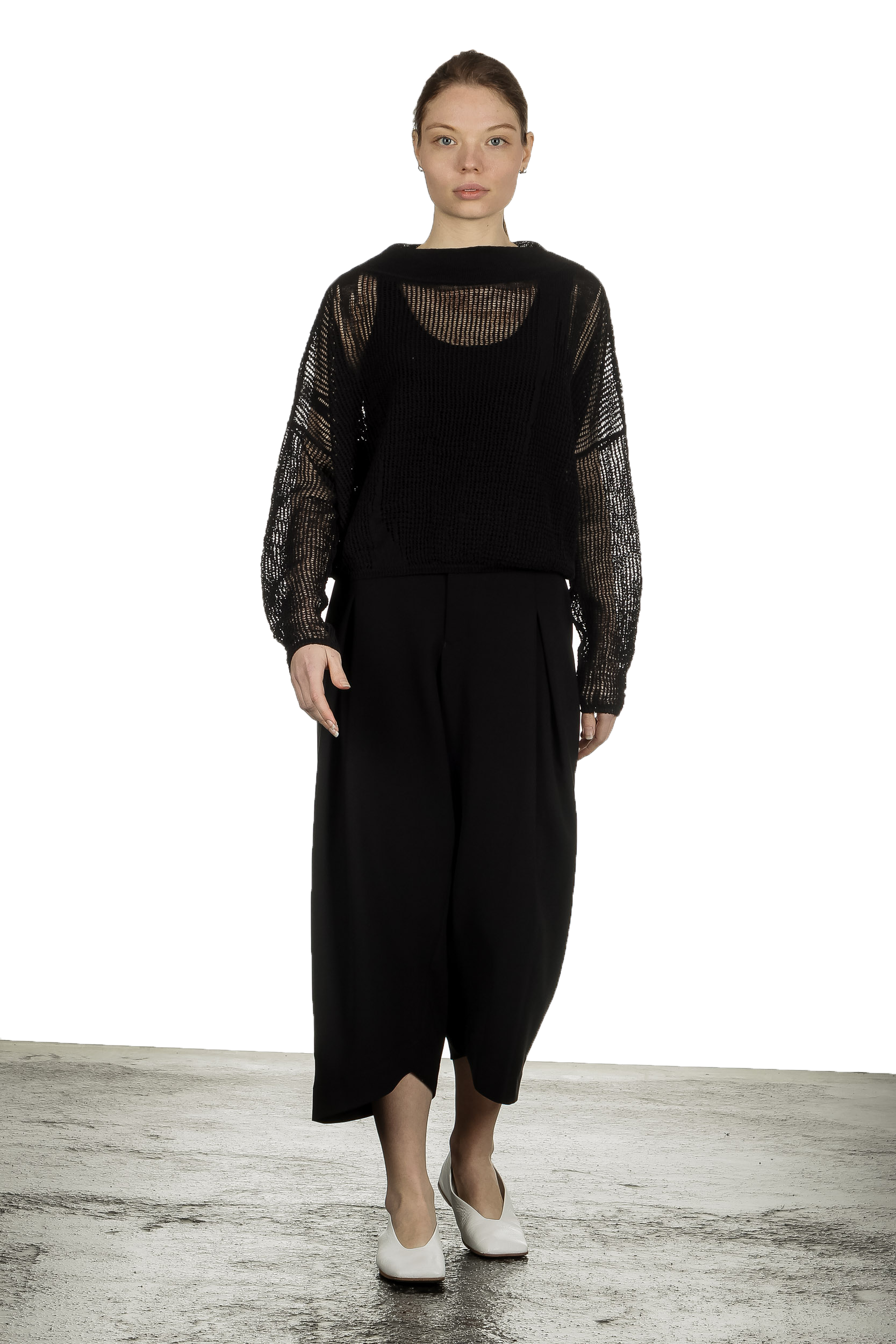 Sarah Pacini Damen Cropped Strickpullover schwarz