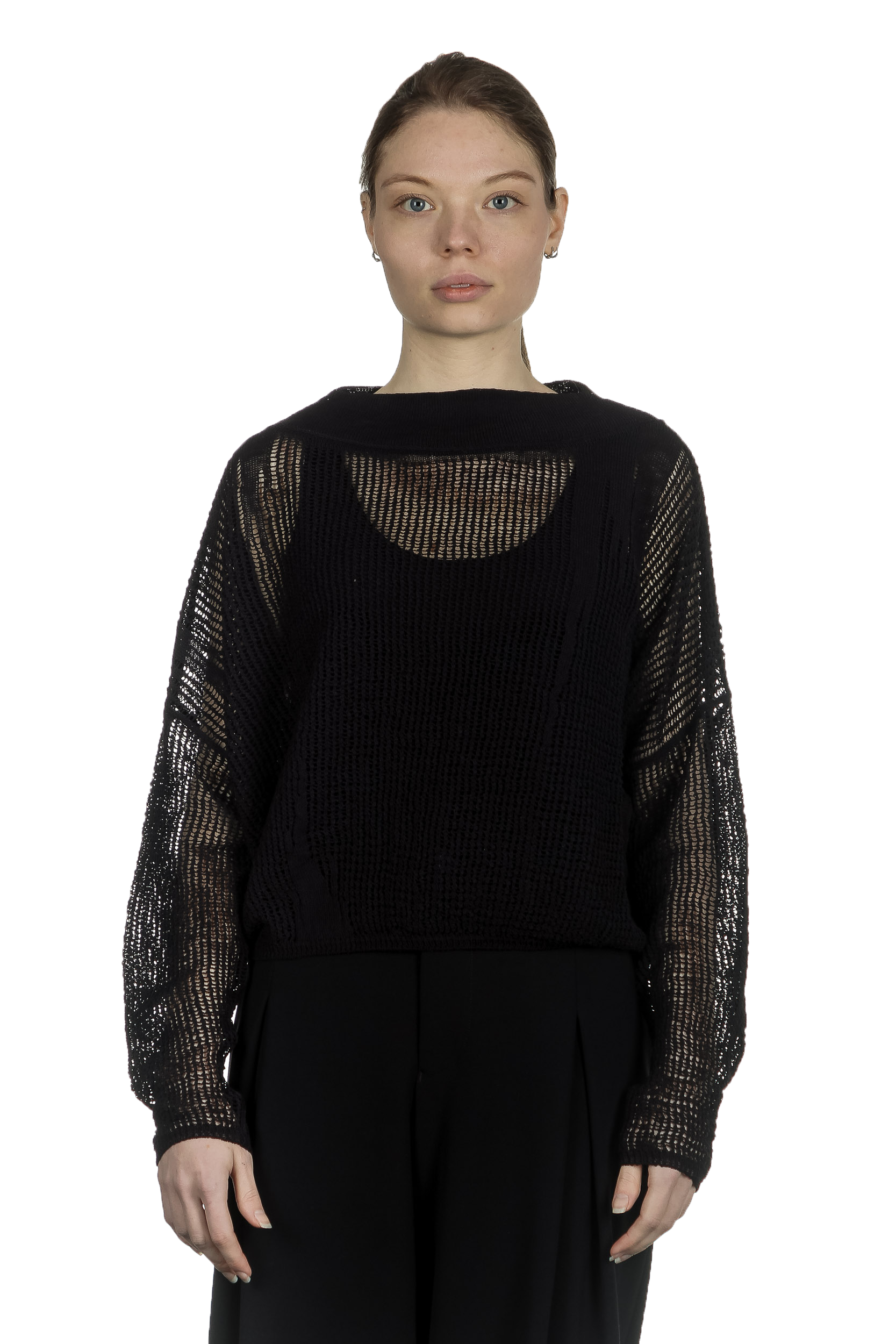 Sarah Pacini Damen Cropped Strickpullover schwarz