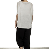 Sarah Pacini Damen Leinenpullover mit Muster weiß