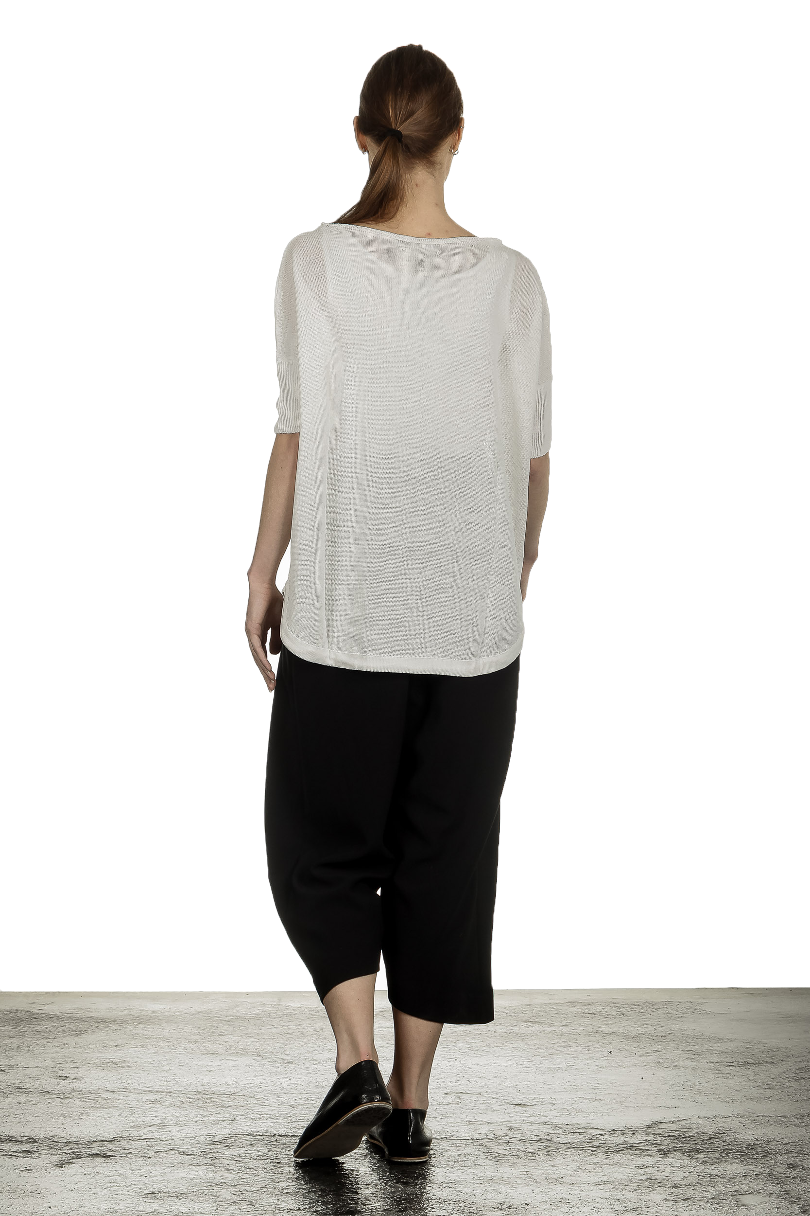 Sarah Pacini Damen Leinenpullover mit Muster weiß