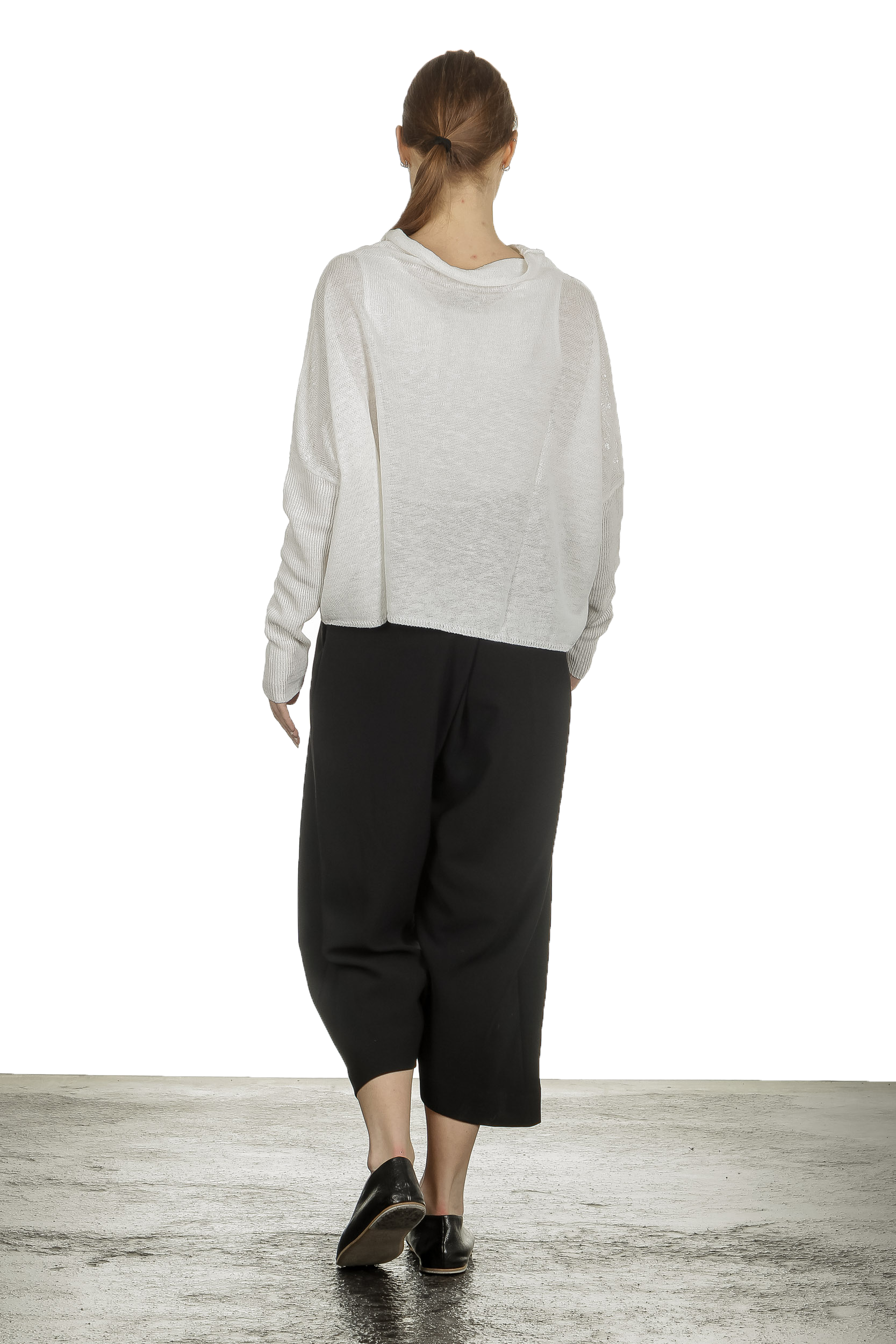 Sarah Pacini Damen Cropped Strickpullover mit Muster weiß