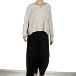 Sarah Pacini Damen Cropped Pullover mit V-Ausschnitt off-white