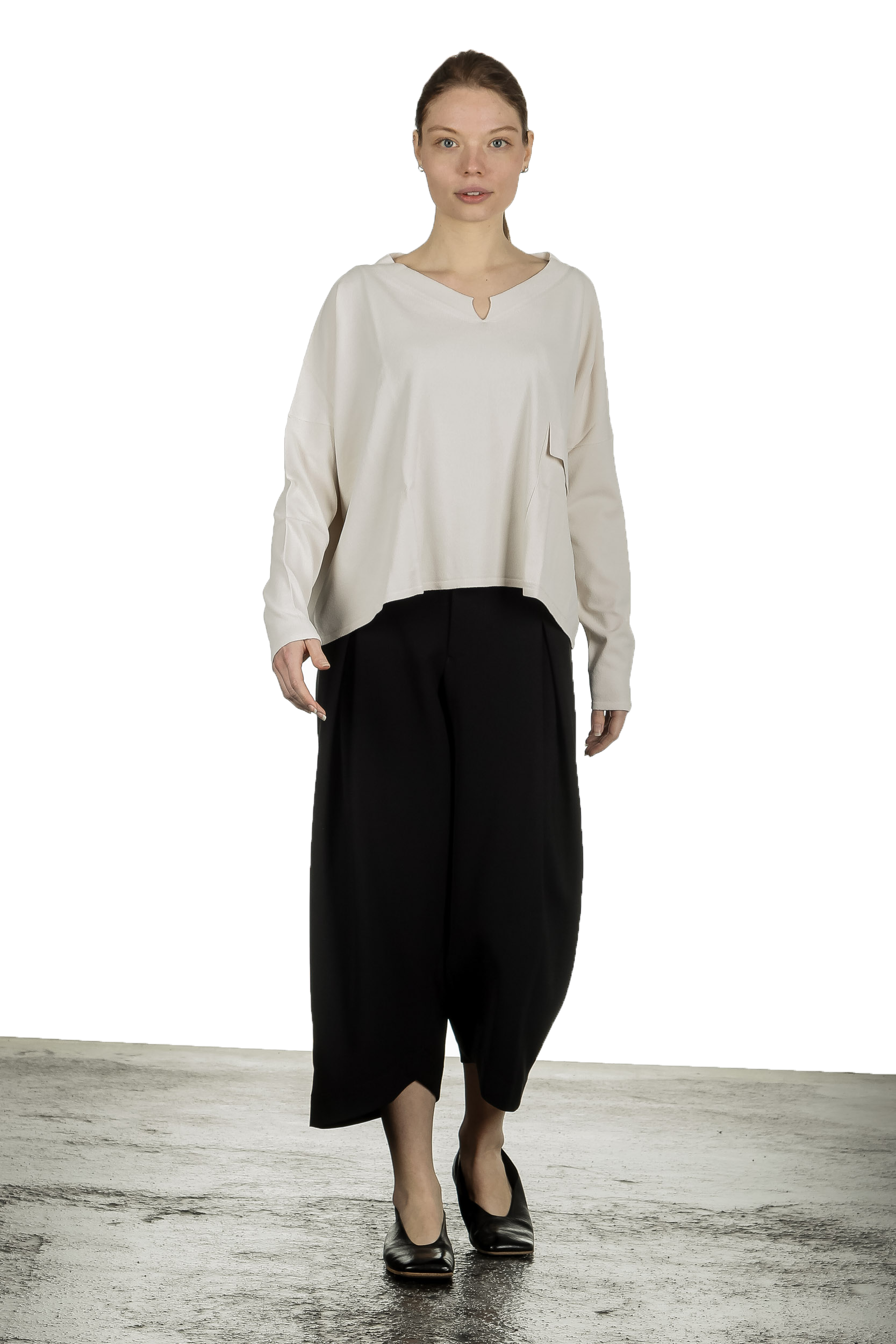 Sarah Pacini Damen Cropped Pullover mit V-Ausschnitt off-white