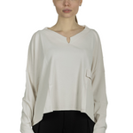 Sarah Pacini Damen Cropped Pullover mit V-Ausschnitt off-white