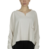Sarah Pacini Damen Cropped Pullover mit V-Ausschnitt off-white
