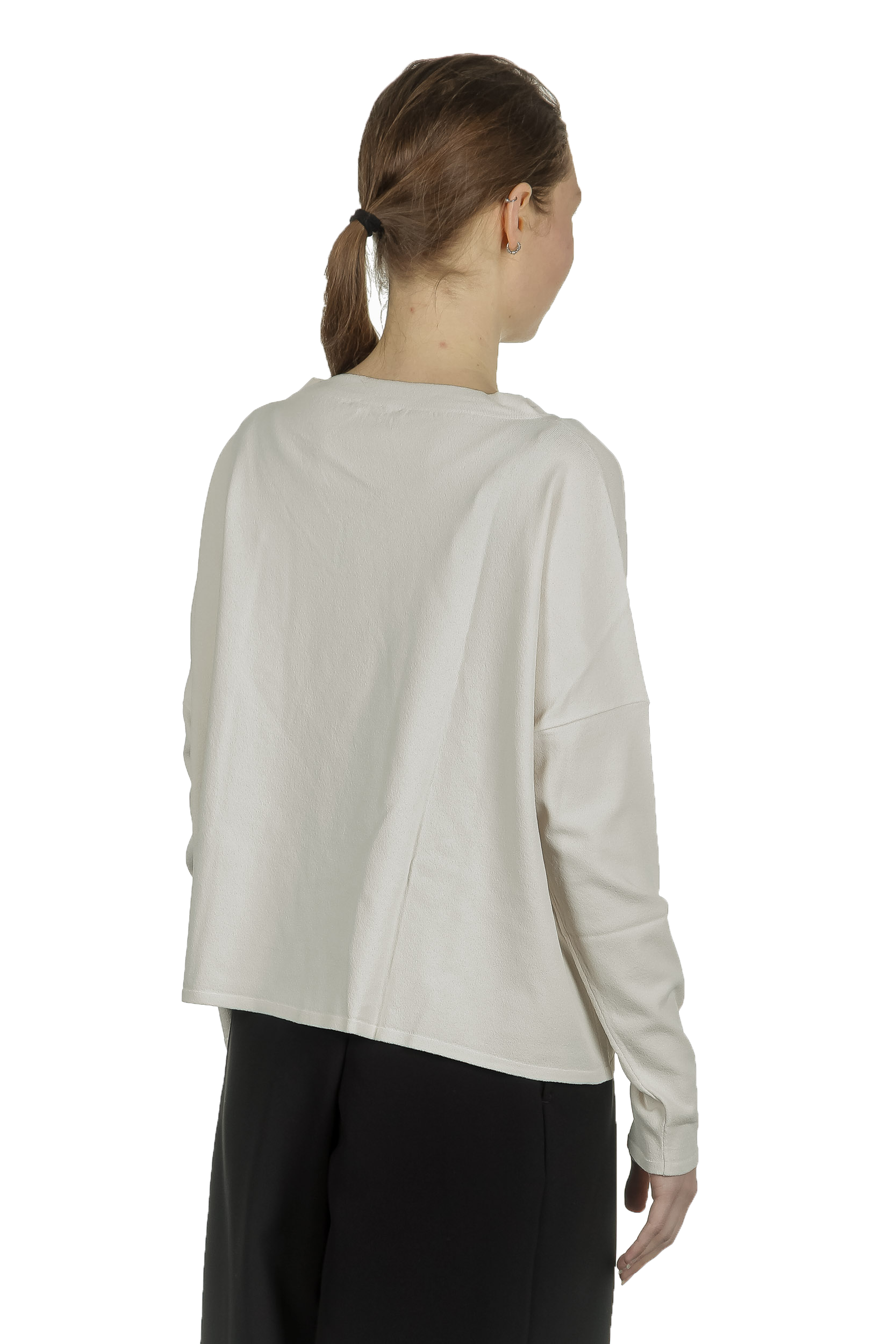 Sarah Pacini Damen Cropped Pullover mit V-Ausschnitt off-white