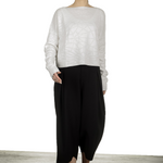Sarah Pacini Damen Cropped Pullover mit geometrischem Muster weiß
