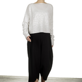 Sarah Pacini Damen Cropped Pullover mit geometrischem Muster weiß