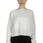 Sarah Pacini Damen Cropped Pullover mit geometrischem Muster weiß