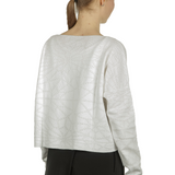 Sarah Pacini Damen Cropped Pullover mit geometrischem Muster weiß