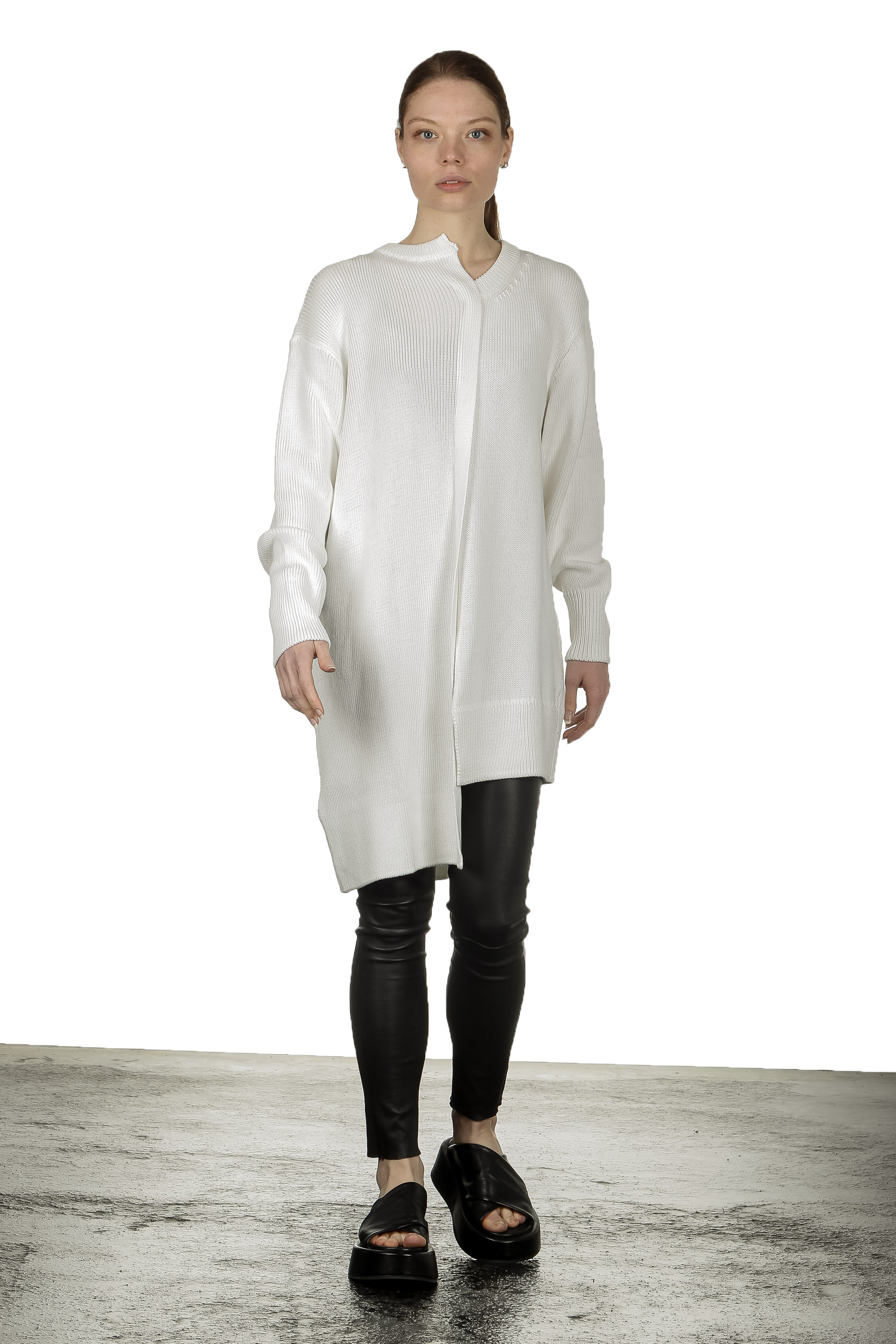 Y's Yohji Yamamoto Damen Oversized Pullover asymmetrisch weiß 