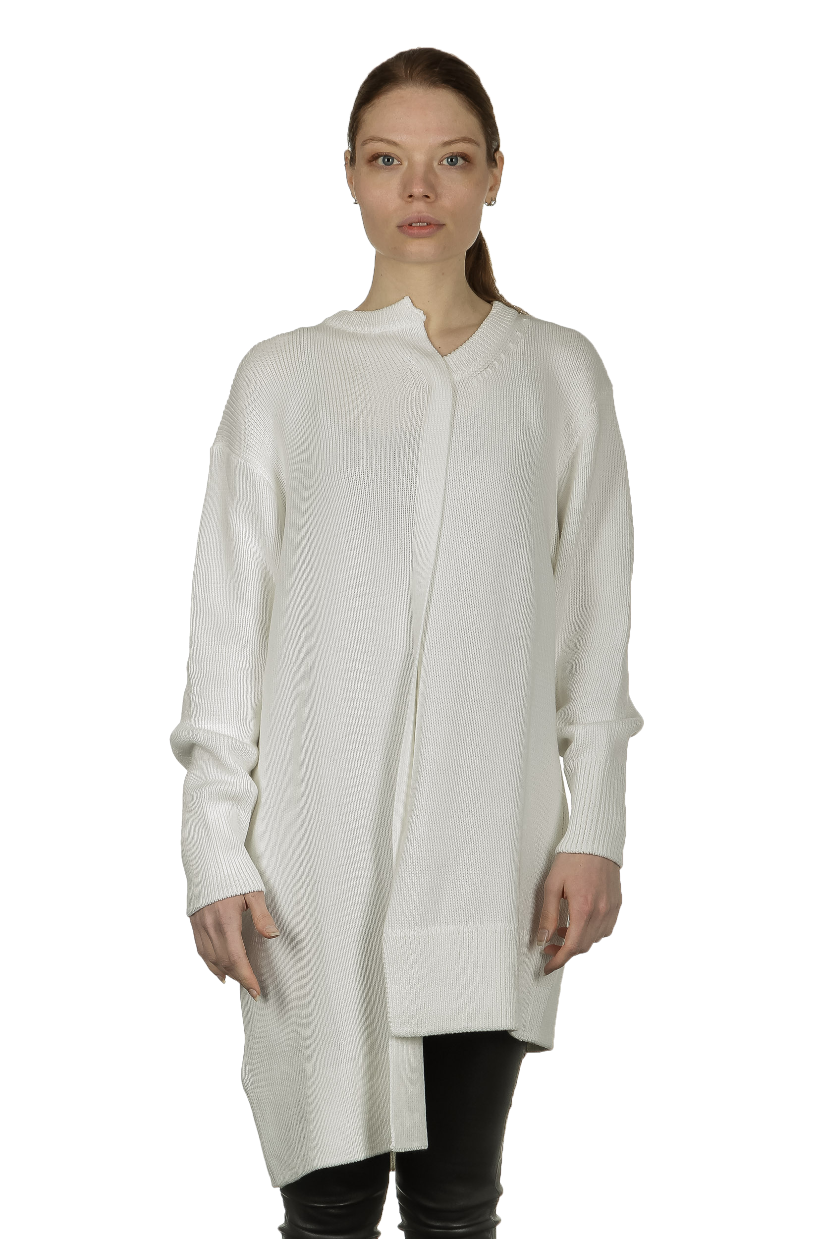 Y's Yohji Yamamoto Damen Oversized Pullover asymmetrisch weiß 