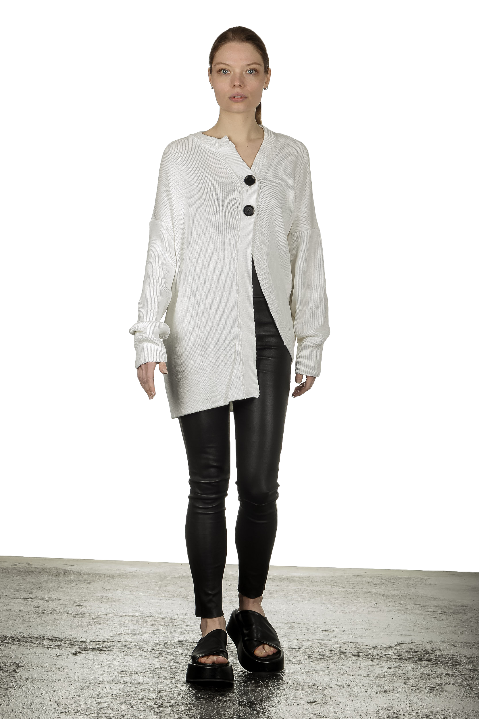 Y's Yohji Yamamoto Damen Strickjacke asymmetrisch weiß 