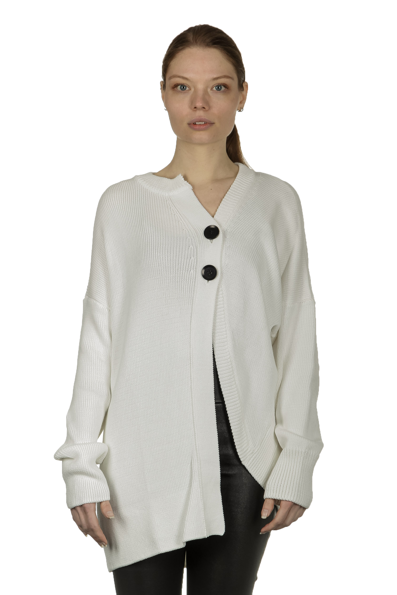Y's Yohji Yamamoto Damen Strickjacke asymmetrisch weiß 