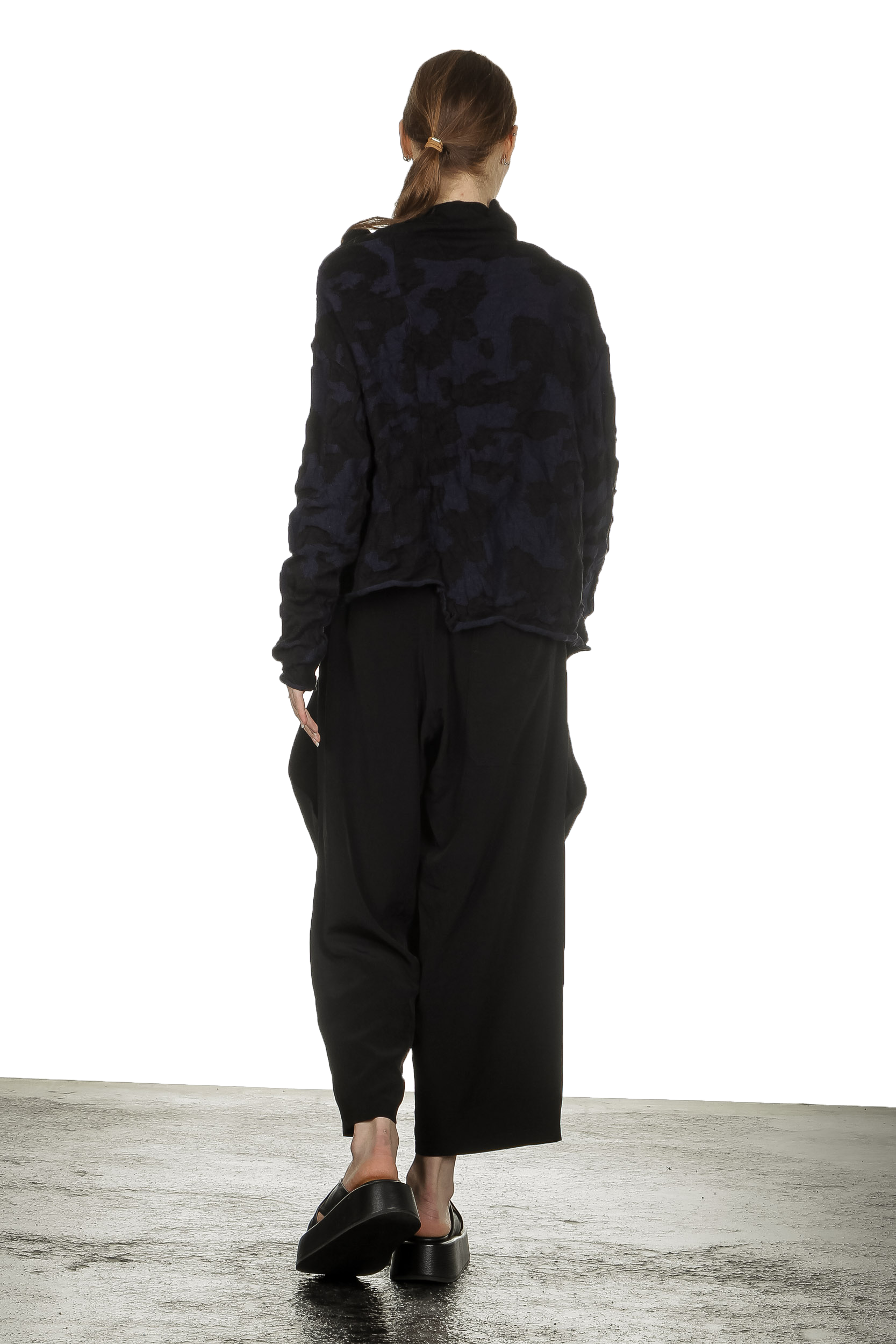 Y's Yohji Yamamoto Damen Asymmetrischer Cardigan im Camouflage-Look schwarz blau