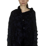 Y's Yohji Yamamoto Damen Asymmetrischer Cardigan im Camouflage-Look schwarz blau