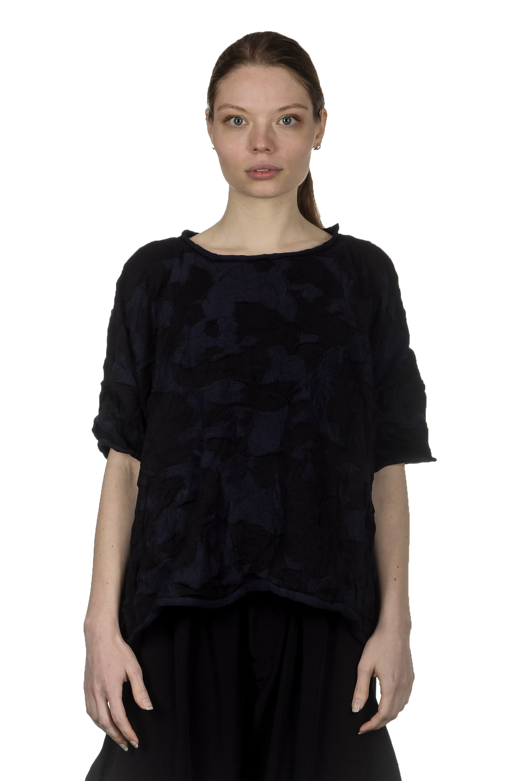 Y's Yohji Yamamoto Damen Cropped-Pullover im Camouflage-Look schwarz blau
