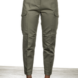 Nine In The Morning Damen Cropped-Cargo Hose mit hohem Bund khaki