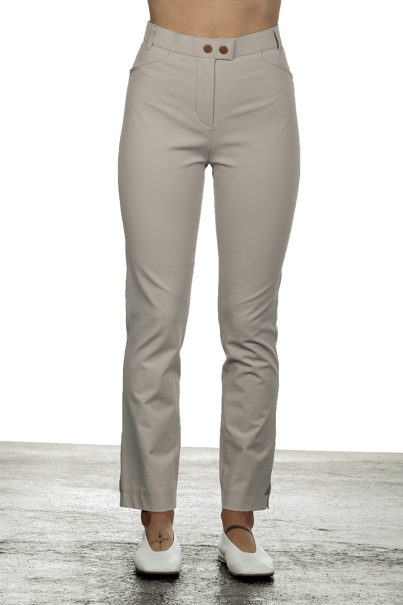 Seductive Damen Hose 'FRANZISKA' mit hohem Bund beige