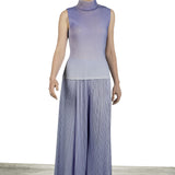 Pleats Please Issey Miyake Damen Plissé Ombré-Top mit Stehkragen violett