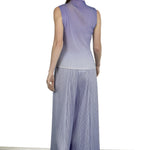 Pleats Please Issey Miyake Damen Plissé Ombré-Top mit Stehkragen violett