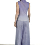 Pleats Please Issey Miyake Damen Plissé Ombré-Top mit Stehkragen violett