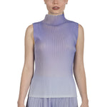 Pleats Please Issey Miyake Damen Plissé Ombré-Top mit Stehkragen violett