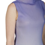 Pleats Please Issey Miyake Damen Plissé Ombré-Top mit Stehkragen violett