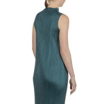 Pleats Please Issey Miyake Plissiertes Kleid mit Stehkragen grün