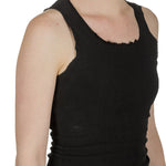 Marc Le Bihan Damen Top im Distressed-Look schwarz