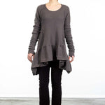 Rundholz DIP Damen A-Linie Pullover grau cedar