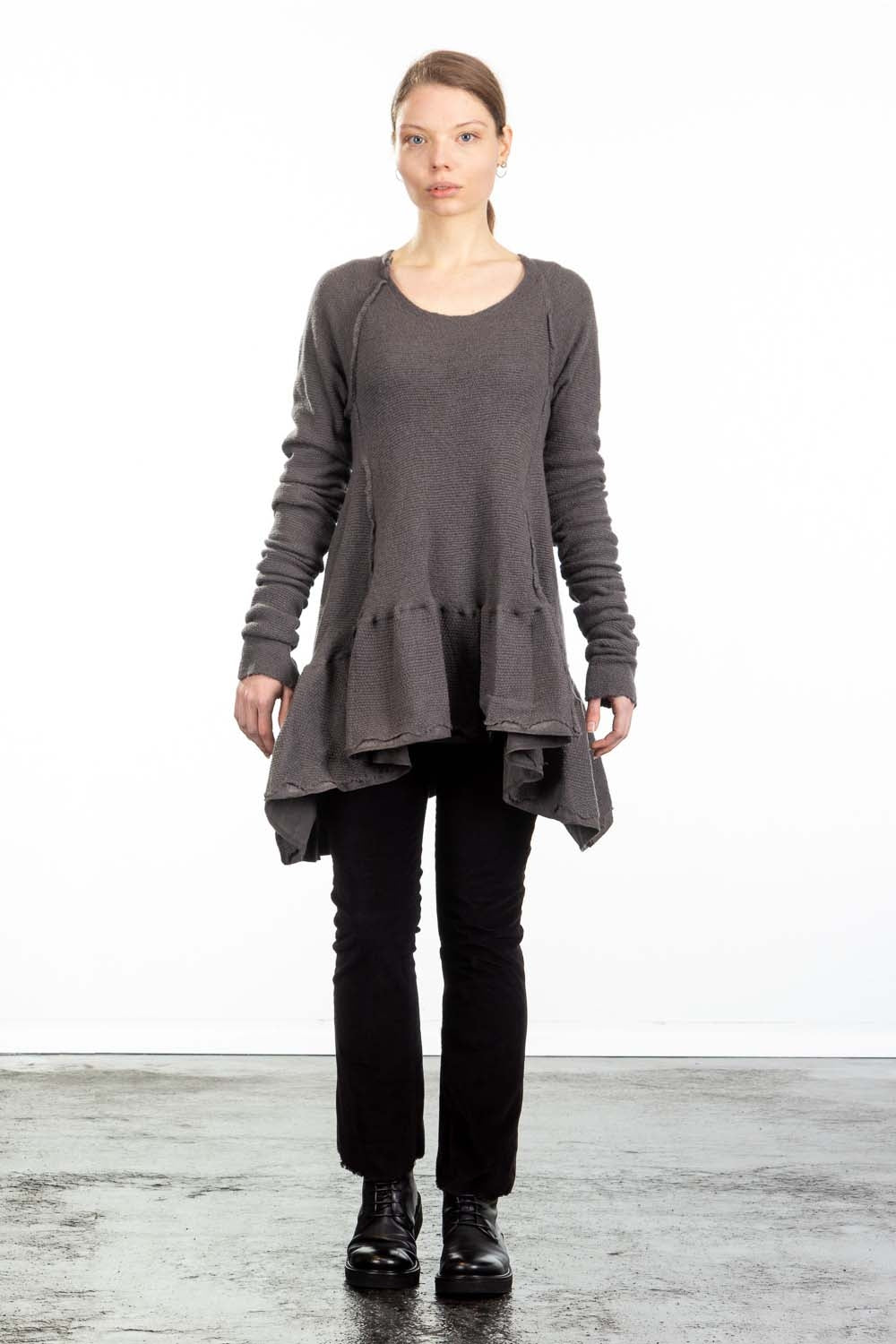 Rundholz DIP Damen A-Linie Pullover grau cedar