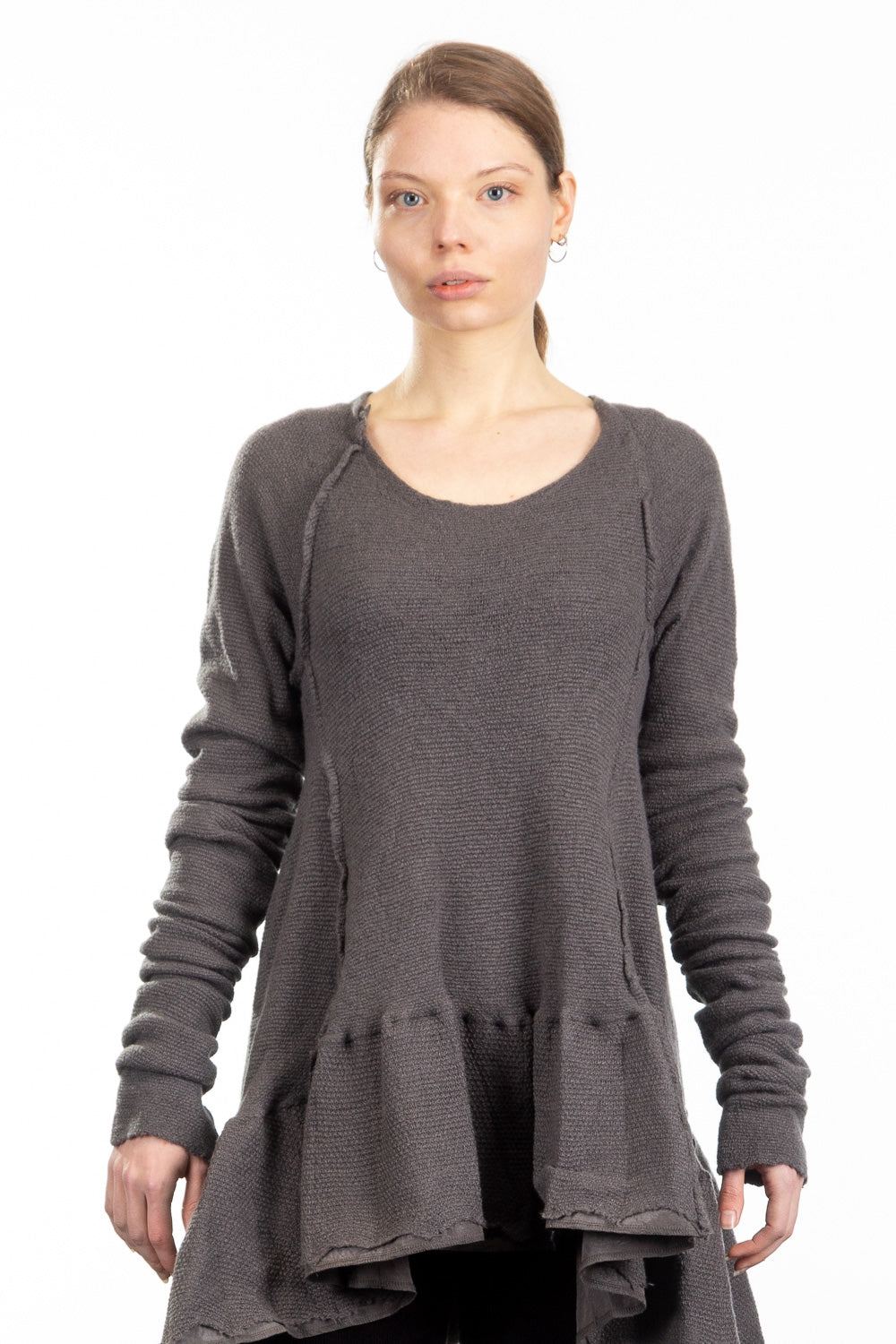 Rundholz DIP Damen A-Linie Pullover grau cedar