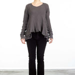 Rundholz DIP Damen A-Linien Pullover grau cedar