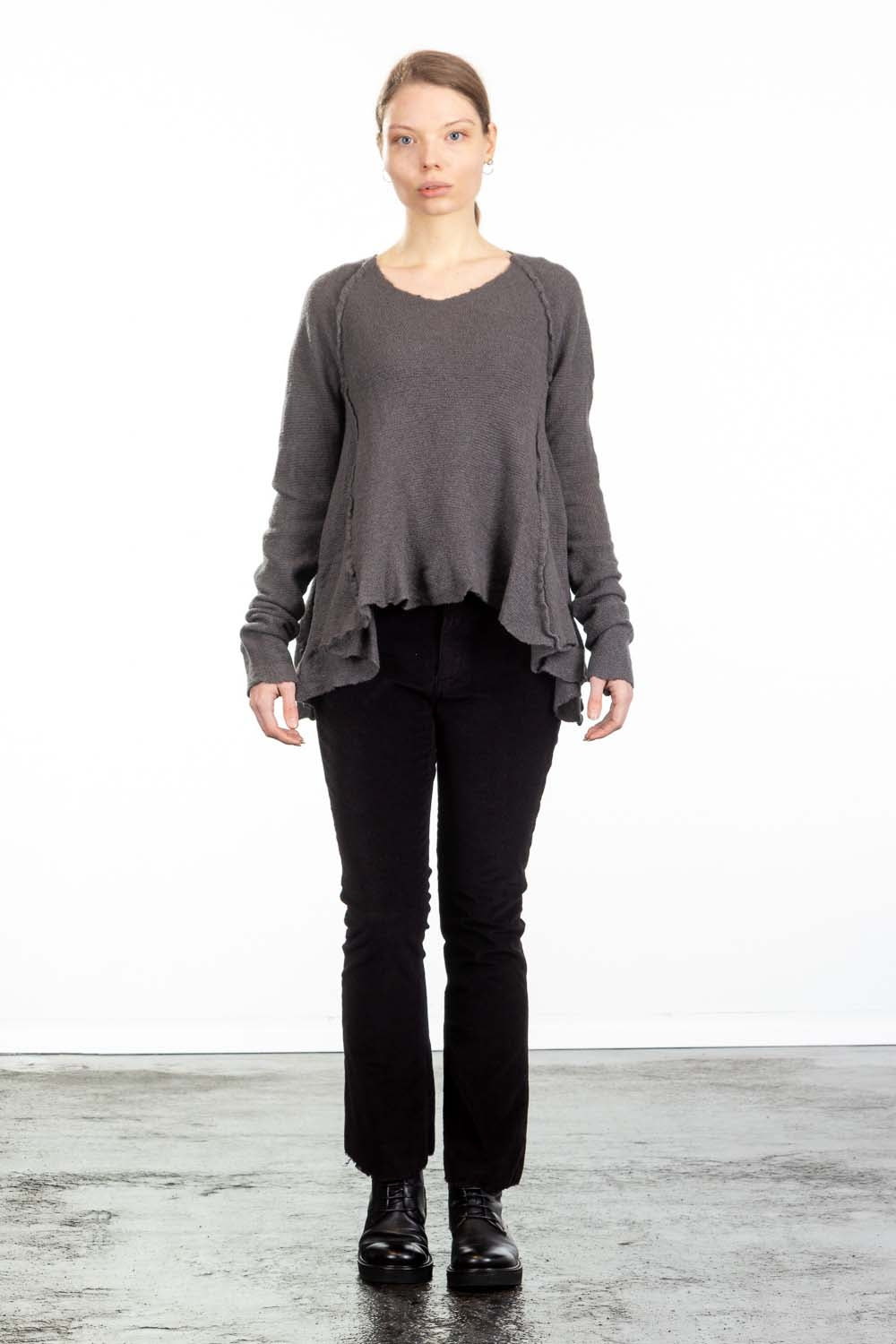 Rundholz DIP Damen A-Linien Pullover grau cedar